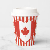 感謝祭カナダ – 赤いハートとストライプ 紙コップ (裏面)