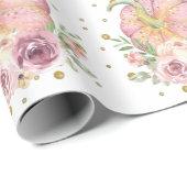 感謝祭カボチャとピンクとグリッター詳細 ラッピングペーパー (ロールコーナー)