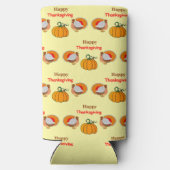 感謝祭カボチャと七面鳥のパターン黄色 スリム缶クーラー (裏面)