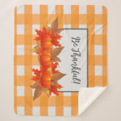 感謝祭カボチャのオレンジバッファロープレイド シェルパブランケット (正面)