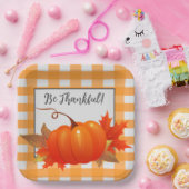 感謝祭カボチャのオレンジバッファロープレイド ペーパープレート (パーティー)