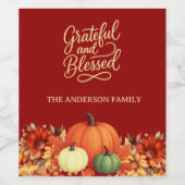 感謝祭カボチャのテラコッタ感謝賛美 ワインラベル (シングルラベル)