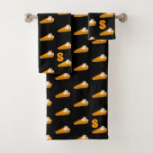 感謝祭カボチャのパイパタモノグラムのンブラック バスタオルセット (インサイチュ)