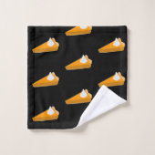 感謝祭カボチャのパイパタモノグラムのンブラック バスタオルセット (ウォッシュタオル)