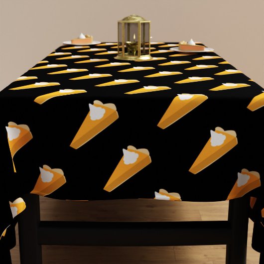 感謝祭カボチャのパイパターンブラックとオレンジ テーブルクロス