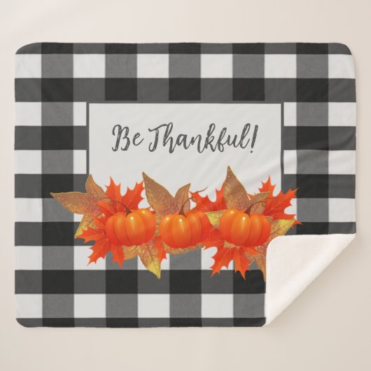 感謝祭カボチャ水牛プレイドシェルパブランケット シェルパブランケット (正面(横))