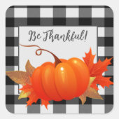 感謝祭カボチャ水牛プレイドステッカー スクエアシール (正面)