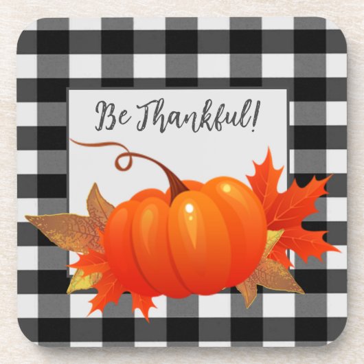 感謝祭カボチャ水牛プレイドプラスチックコースター コースター (正面)