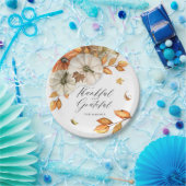 感謝祭カボチャ葉と ペーパープレート (パーティー)