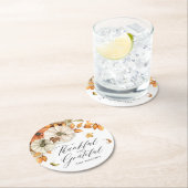 感謝祭カボチャ葉と ラウンドペーパーコースター (インサイチュ)