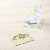 感謝祭カボチャ葉の スクエアペーパーコースター (インサイチュ)