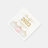 感謝祭カボチャ金ゴールドスクリプトパーソナライズされた スタンダードカクテルナプキン (角)