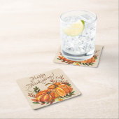 感謝祭カボチャ スクエアペーパーコースター (インサイチュ)