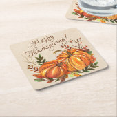 感謝祭カボチャ スクエアペーパーコースター (アングル)