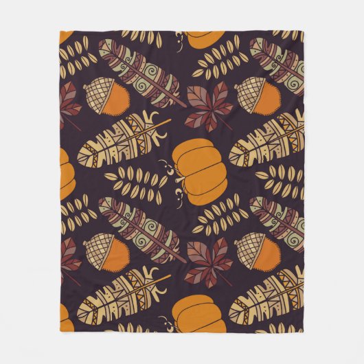 感謝祭カラフルの日、秋のパターン。 フリースブランケット (正面)