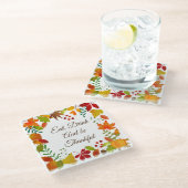 感謝祭カラフルの紅葉 ガラスコースター (アングル)