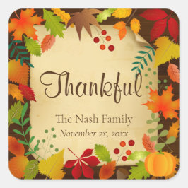 感謝祭カラフルの紅葉 スクエアシール