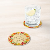 感謝祭カラフルの紅葉 ラウンドペーパーコースター (インサイチュ)