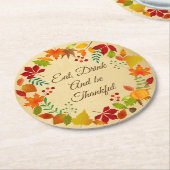 感謝祭カラフルの紅葉 ラウンドペーパーコースター (アングル)