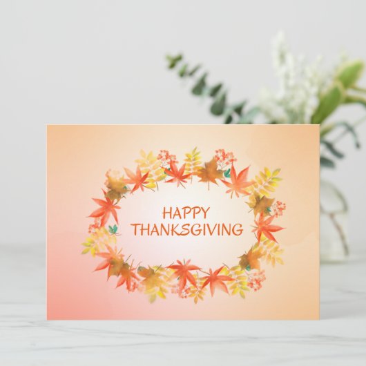 感謝祭カラフルリースシンプル挨拶 シーズンカード (スタンド正面)