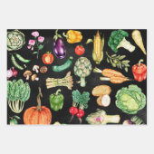 感謝祭カラフル収穫野菜3点 ラッピングペーパーシート (正面3)