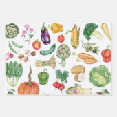 感謝祭カラフル収穫野菜3点 ラッピングペーパーシート (正面)