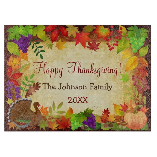 感謝祭カラフル収穫 カッティングボード (正面)