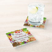 感謝祭カラフル収穫 ガラスコースター (アングル)