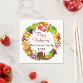 感謝祭カラフル収穫 スタンダードカクテルナプキン