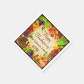 感謝祭カラフル収穫 スタンダードカクテルナプキン (角)