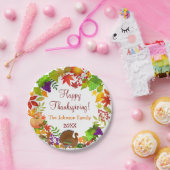 感謝祭カラフル収穫 ペーパープレート (パーティー)