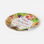 感謝祭カラフル収穫 ペーパープレート (アングル)