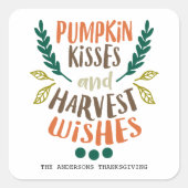 感謝祭カラフル句の葉パーソナライズされた色 スクエアシール (正面)
