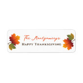 感謝祭カラフル紅葉パーティーの好意ギフト ラベル (正面)