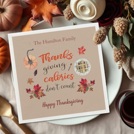 感謝祭カロリーはナプキンを数えない スタンダードカクテルナプキン