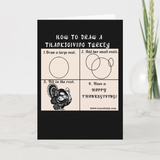 感謝祭カードユーモアの引くことトルコ シーズンカード (正面)