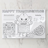 感謝祭キッズテーブルアクティビティシートランチョンマット ペーパーパッド (折り畳み)