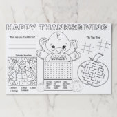 感謝祭キッズテーブルアクティビティシートランチョンマット ペーパーパッド (正面)