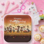 感謝祭キッズ12 ペーパープレート (パーティー)