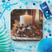 感謝祭キャンドルセンターピース ペーパープレート (パーティー)