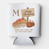 感謝祭キリスト教モノグラム 缶クーラー (正面)