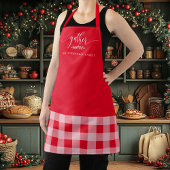 感謝祭ギャザー秋レッド&ホワイトプレイド エプロン