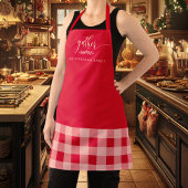 感謝祭ギャザー秋レッド&ホワイトプレイド エプロン