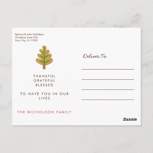 感謝祭クッキー写真はがき ポストカード (裏面)