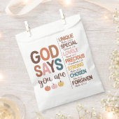 感謝祭クリスチャン引用文 フェイバーバッグ (クリップ留めされた状態)