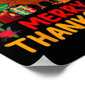 感謝祭クリスマスサンクスギビング七面鳥サンタ ポスター (角)