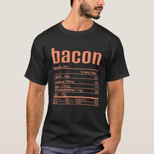 感謝祭クリスマスベーコン栄養事実 Tシャツ (正面)