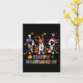 感謝祭クリスマスボストンテリアードッグハローサ カード (黄色い花)