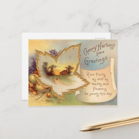 感謝祭クールシーンヴィンテージはがき ポストカード (正面/裏面インサイチュ)