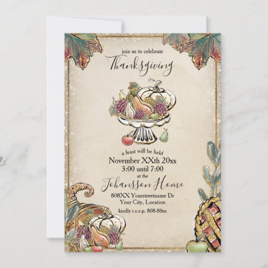 感謝祭グリッター秋ハーベスト 招待状 (正面)